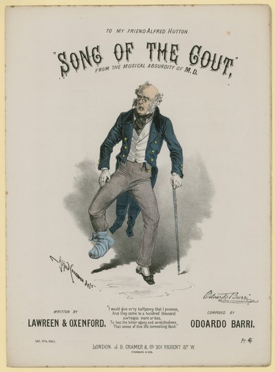 Song of the Gout, Lawreen and Oxenford, Odoardo Barri by Alfred Concanen
